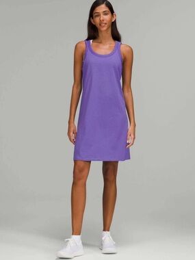 Lululemon Classic-Fit Cotton-Blend Scoop Dress Charged Indigo size 10